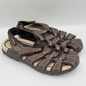 Geox Respira Mens Brown Leather Fisherman Sandals US 8 EUR 41 Bungee Strap